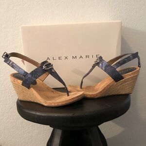 Alex Marie Navy Wedge Sandals